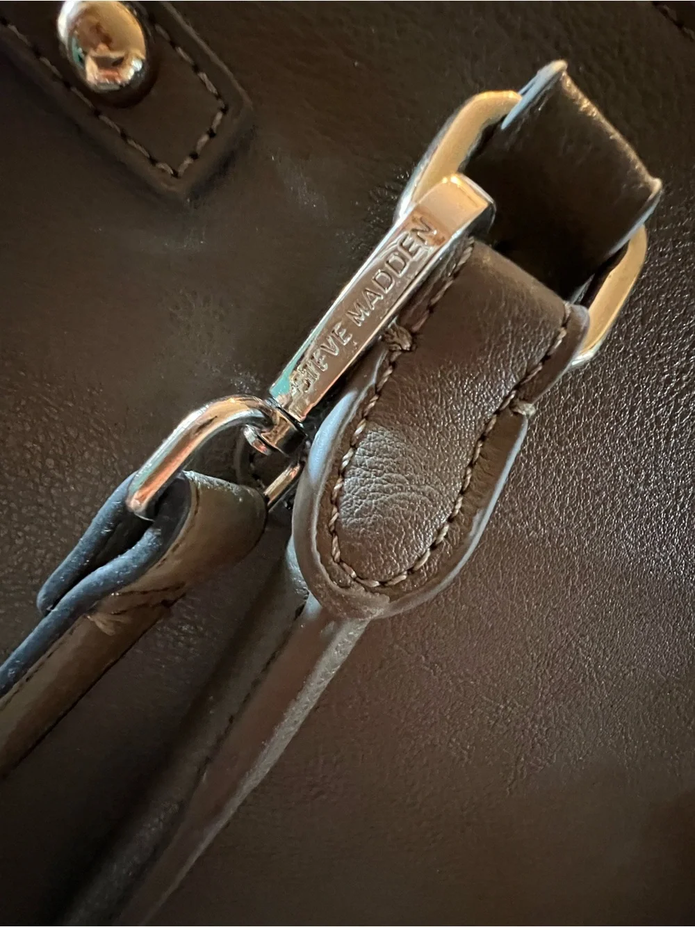 BCBG Olive Green Satchel with Top Handle and Padlock Accent